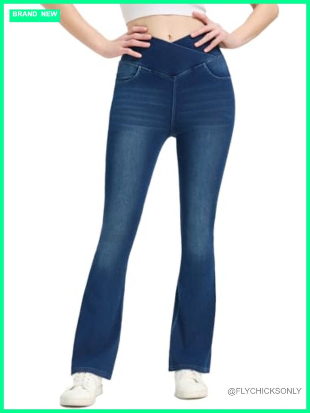 High Waisted Flared Jeans Tummy Control Stretchy Denim Pants